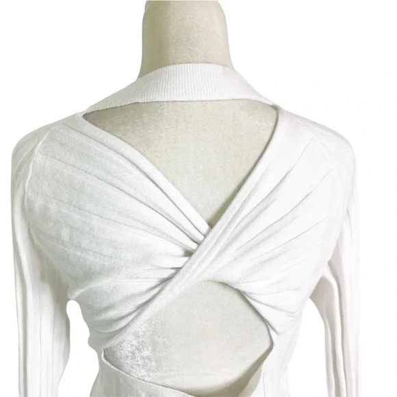 NEW Nordstrom Halogen Twist Open Back Ribbed Sweater White Size L - Picture 3 of 5